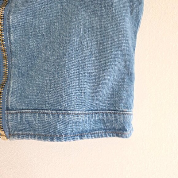 Express Denim Crop Corset Top Sweetheart Neckline Zipper Back Spaghetti Straps - Picture 9 of 11